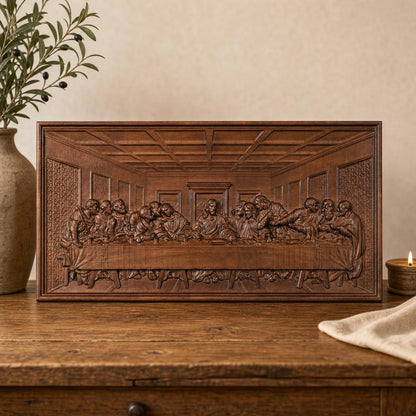 Last Supper wooden art detail