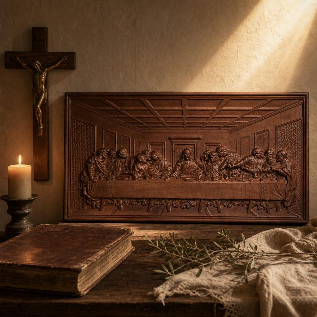 Last Supper carving on wall